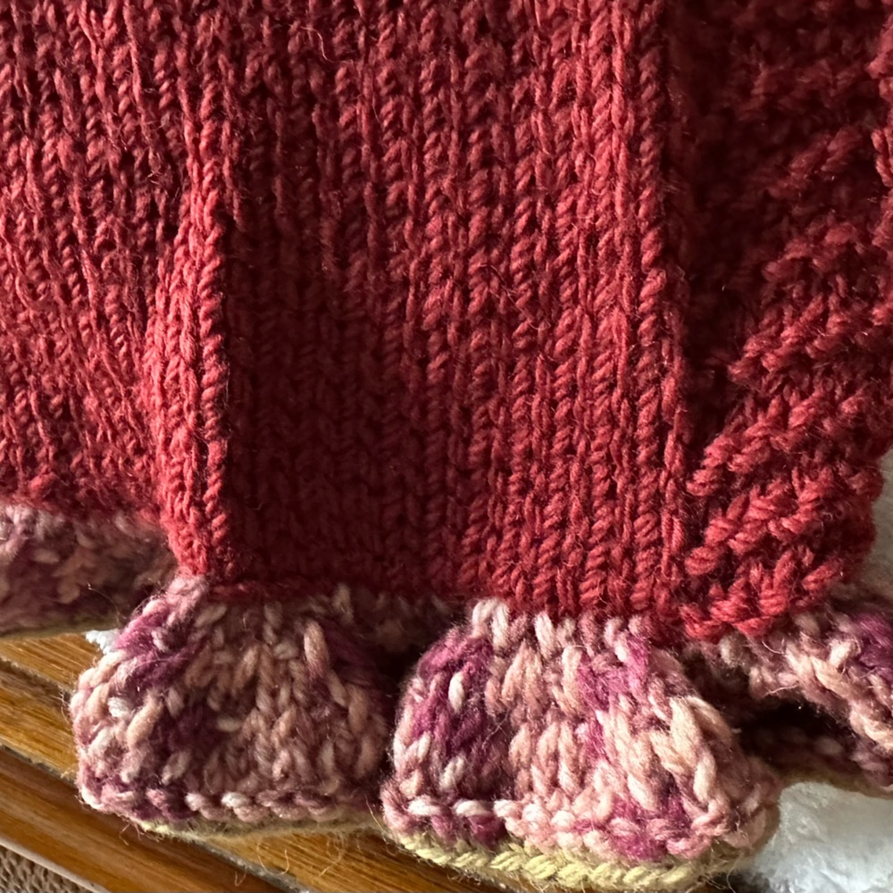 Hand knit soft wool long scarf